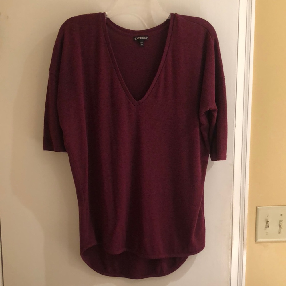 Express Medium Maroon 3/4 Sleeve Soft Shirt
